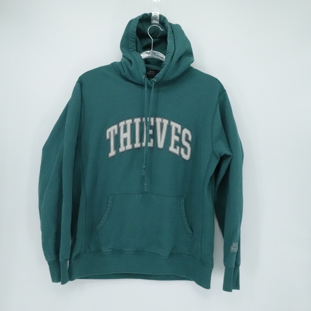100 Thieves Hoodie Mens‎ XL Teal Pullover Sweatshirt Streetwear Logo Heavyweight